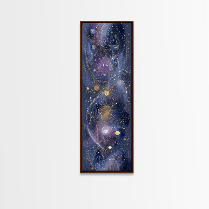 Galaxy Swirl with Jewel Tone Nebula Clouds Canvas Print, Celestial Art, Contemporary Art, Living Room Decor, Celestial, CEL-1x3-56