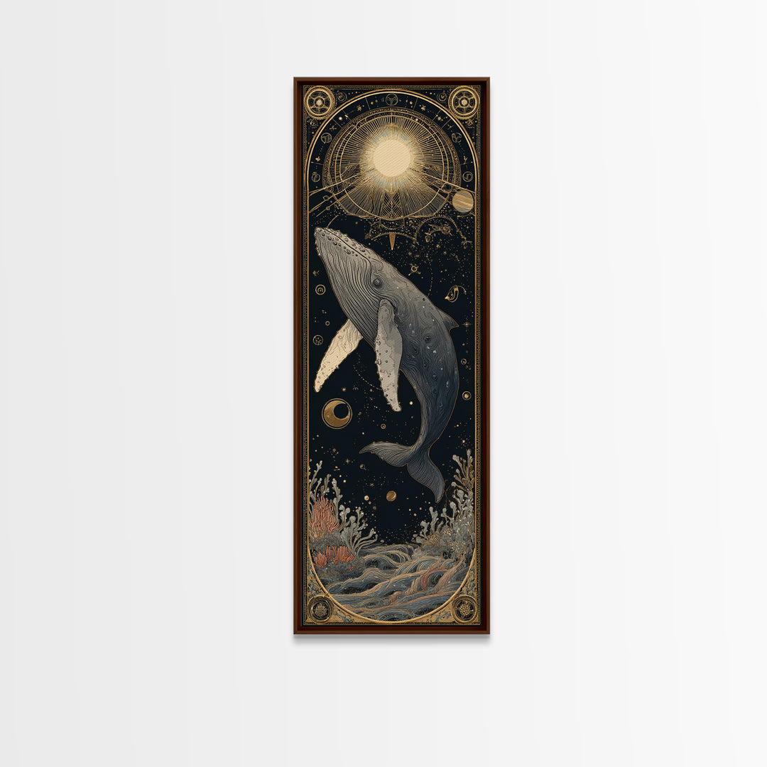 Cosmic Whale Swimming Through a Star Field Canvas Print, Celestial Art, Fine Art Print, Living Room Decor, Fine Art, Celestial, CEL-1x3-65