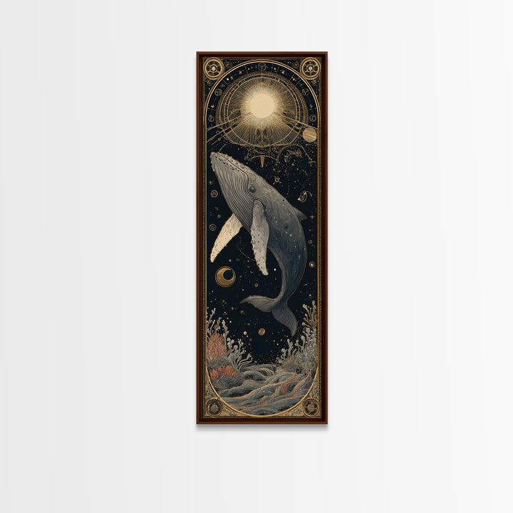 Cosmic Whale Swimming Through a Star Field Canvas Print, Celestial Art, Fine Art Print, Living Room Decor, Fine Art, Celestial, CEL-1x3-65