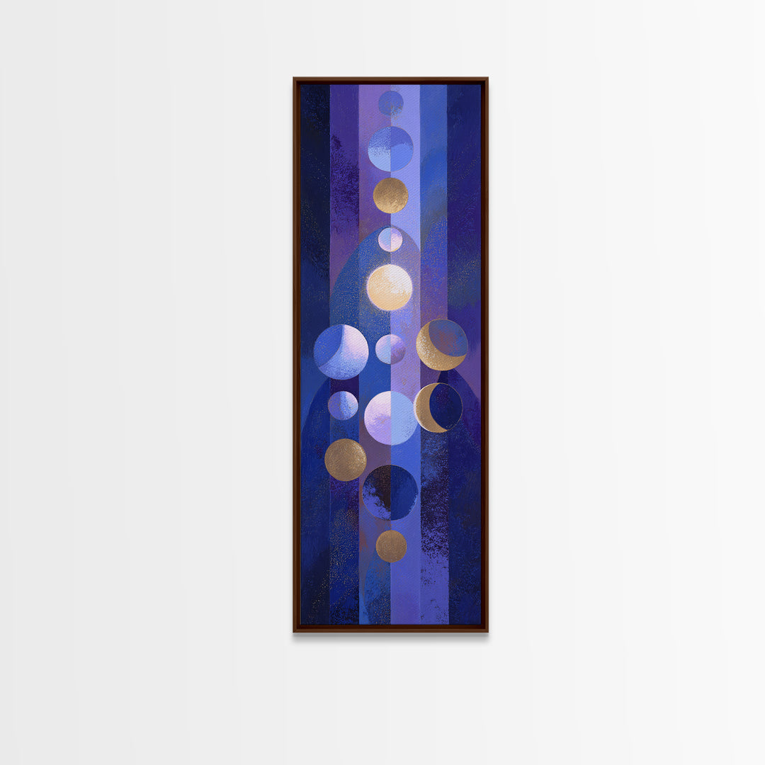 Twelve Small Moons Arranged as Elegant Pattern Framed Canvas Print, Celestial Art, Wall Art, Living Room Decor, Celestial, CEL-1x3-84
