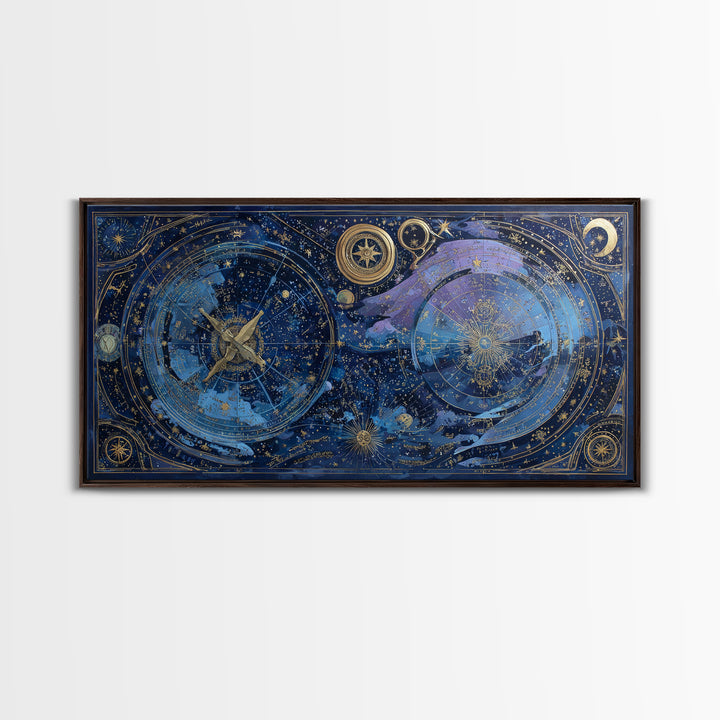 Blue Star Map Framed Canvas Print, Celestial Art, Gallery Decor, Living Room Decor, Fine Art, Celestial, Minimalist Decor, CEL-2x1-18