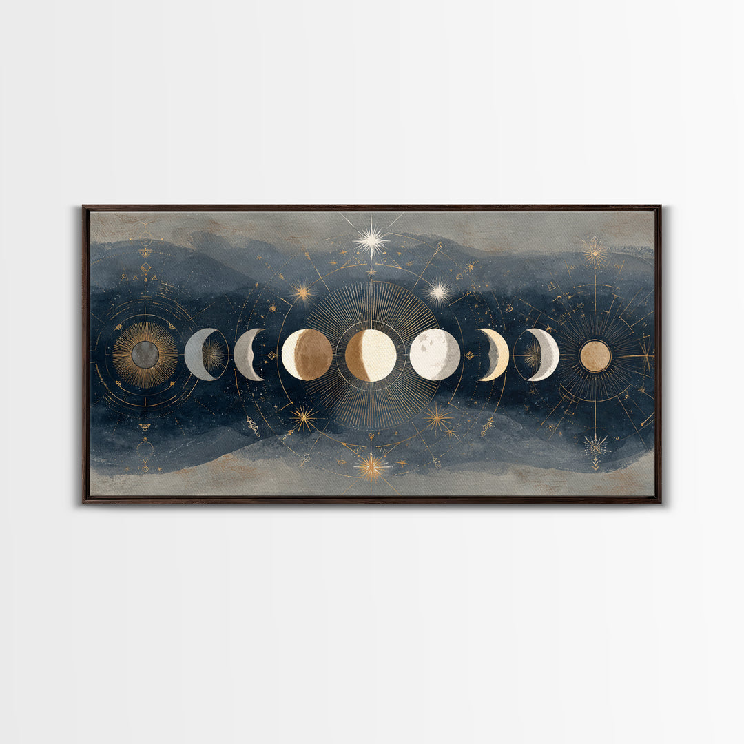Twelve Small Moons Arranged as Elegant Pattern Canvas Print, Celestial Art, Fine Art Print, Living Room Decor, Celestial, CEL-2x1-20
