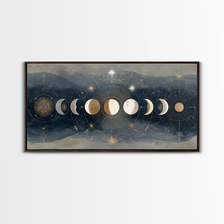 Twelve Small Moons Arranged as Elegant Pattern Canvas Print, Celestial Art, Fine Art Print, Living Room Decor, Celestial, CEL-2x1-20