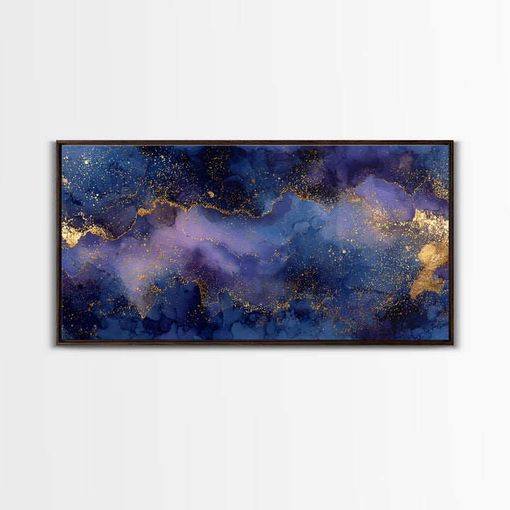Gold Constellation Map on Deep Navy Texture Canvas Print, Celestial Art, Retro Wall Art, Living Room Decor, Fine Art, Celestial, CEL-2x1-76