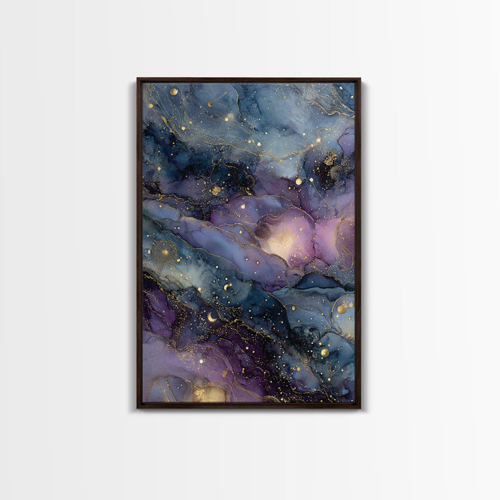 Galaxy Swirl with Jewel Tone Nebula Clouds Framed Canvas Print, Celestial Art, Space Art, Living Room Decor, Celestial, CEL-2x3-4
