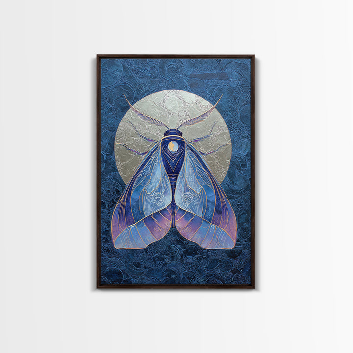 Celestial Moth with Moon Markings Canvas Print, Celestial Art, Boho Decor, Living Room Decor, Fine Art, Celestial, CEL-2x3-50