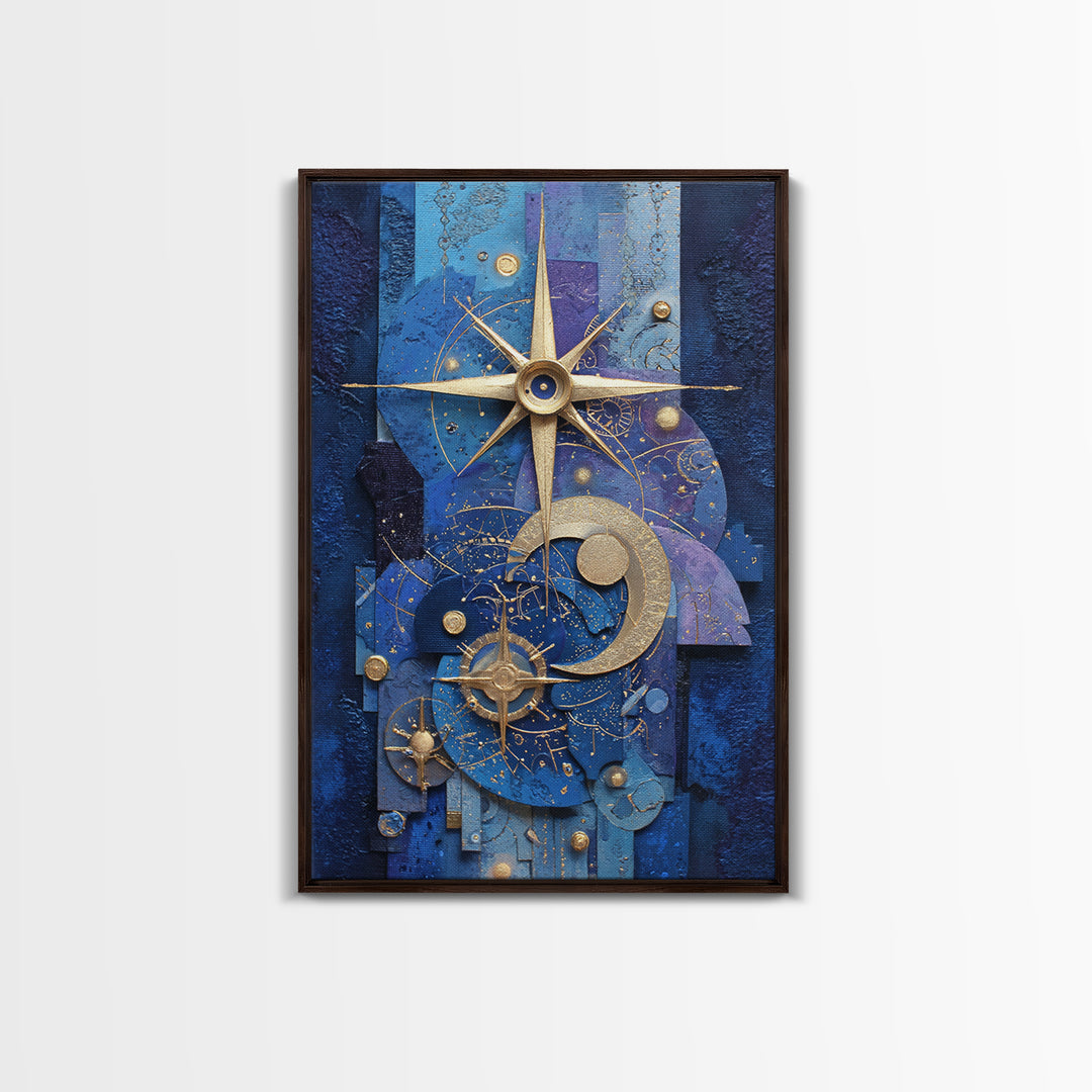 Blue Star Map Framed Canvas Print, Celestial Art, Wall Decor, Living Room Decor, Fine Art, Celestial, Contemporary Art, CEL-2x3-6