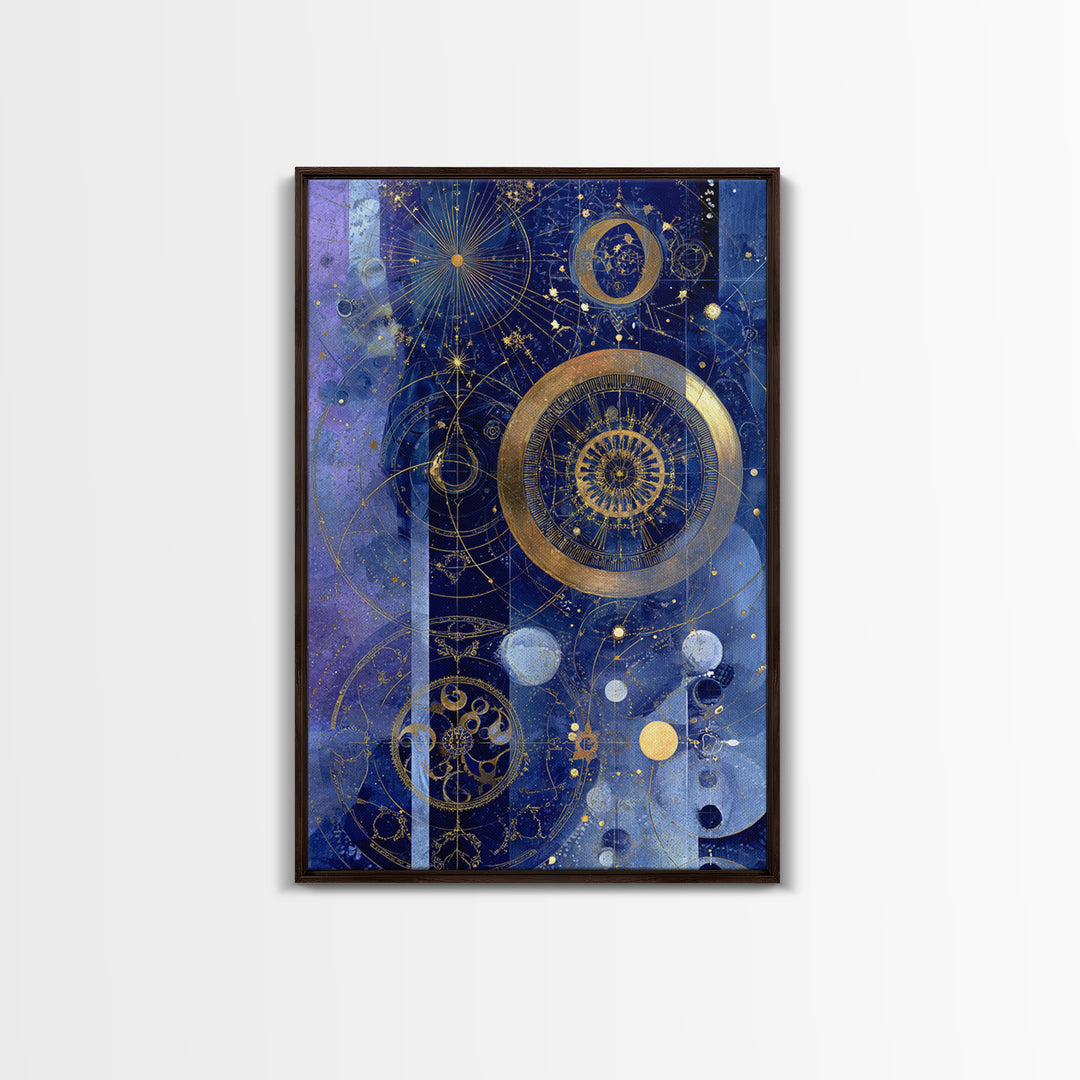 Blue Star Map Framed Canvas Print, Celestial Art, Minimalist Decor, Living Room Decor, Fine Art, Celestial, Boho Wall Art, CEL-2x3-78