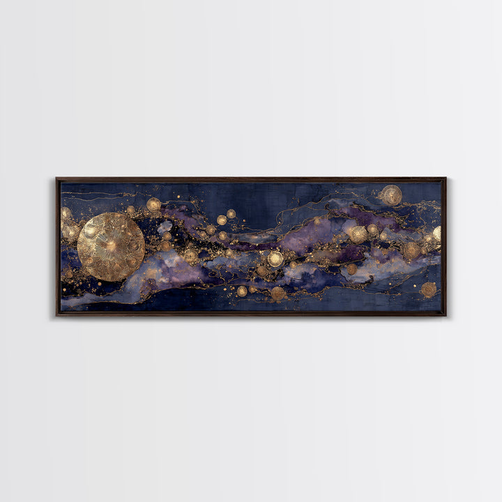 Gold Constellation Map on Deep Navy Texture Canvas Print, Celestial Art, Boho Art, Living Room Decor, Fine Art, Celestial, CEL-3x1-24