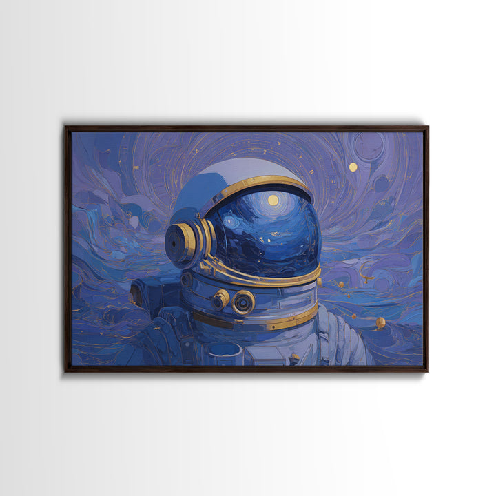 Astronaut Helmet Reflecting a Field of Stars Canvas Print, Celestial Art, Fine Art Print, Living Room Decor, Celestial, CEL-3x2-91
