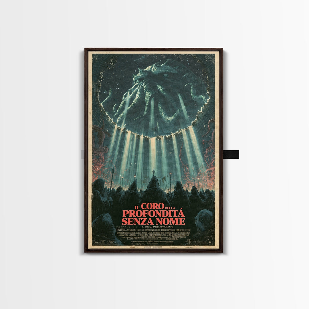 The Choir Of The Nameless Deep, Italian Language Horror Movie Poster, 1970s Horror Art, Eldritch Cinema Wall Art, Framed Canvas Print