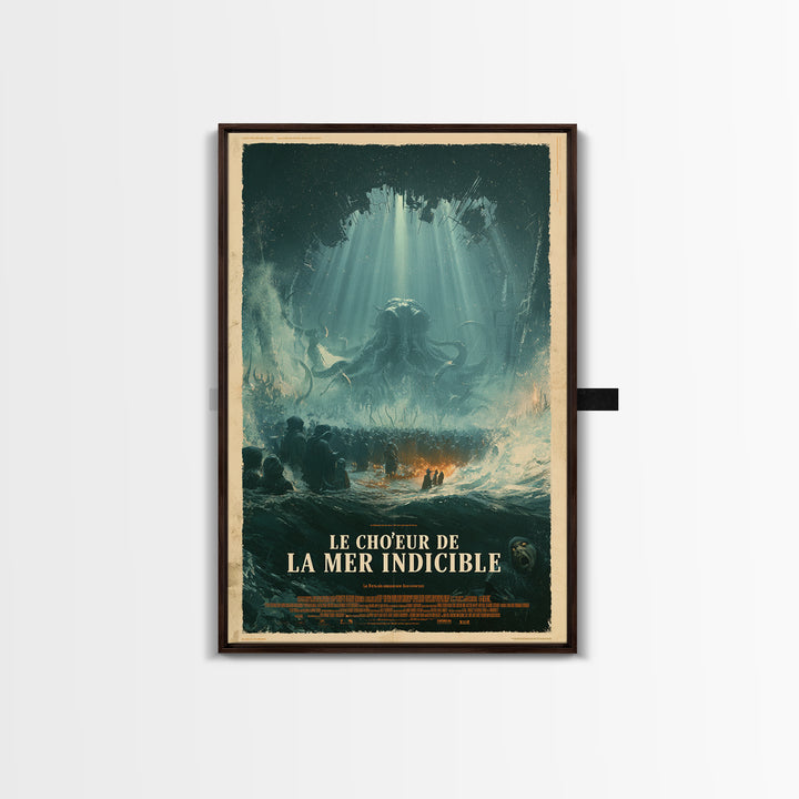 The Choir Of The Eldritch Sea, French Language Horror Movie Poster, 1960s Horror Art, Eldritch Cinema Wall Art, Framed Canvas Print