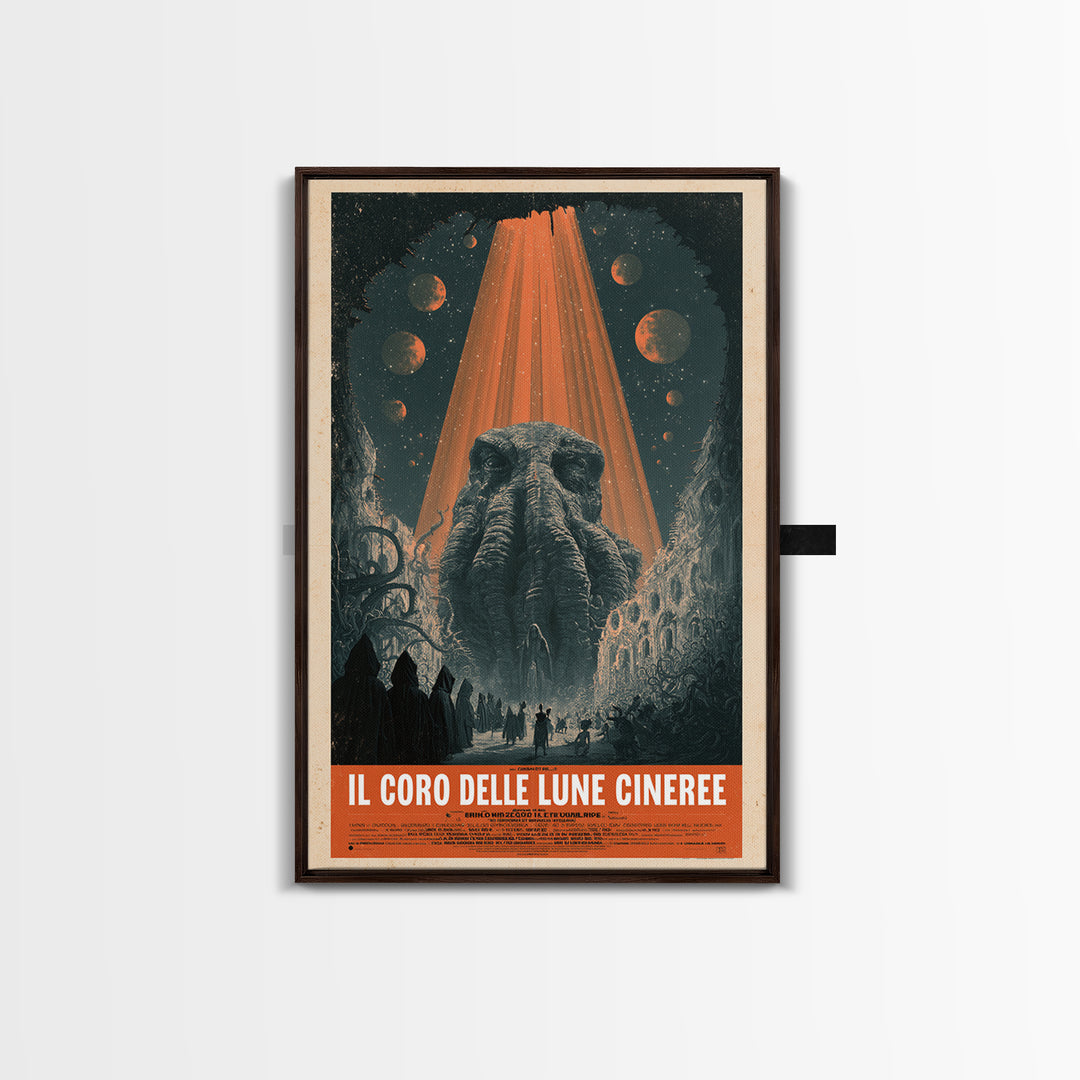 The Choir Of Ashen Moons, Italian Language Horror Movie Poster, 1970s Horror Art, Eldritch Cinema Wall Art, Framed Canvas Print