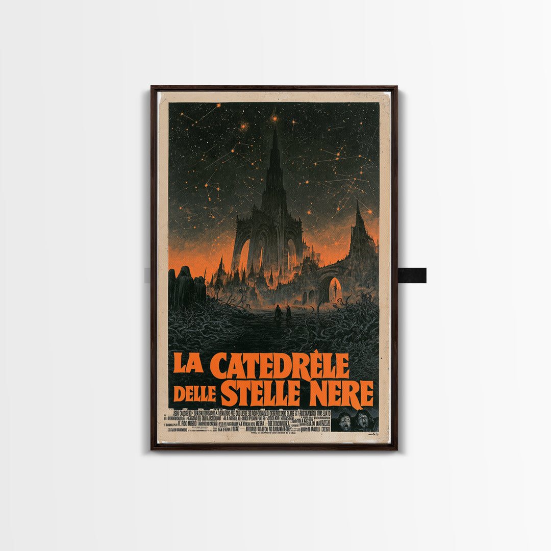 The Cathedral Of Black Stars, Italian Language Horror Movie Poster, 1970s Horror Art, Lovecraftian Horror Poster, Framed Canvas Print