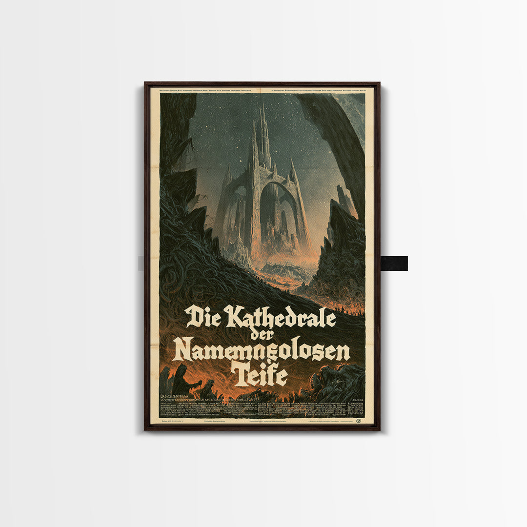 The Cathedral Of The Nameless Deep, German Language Horror Movie Poster, 1960s Horror Art, Eldritch Cinema Wall Art, Framed Canvas Print