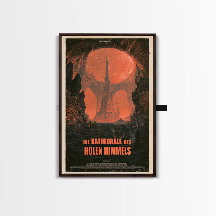The Cathedral Of The Hollow Sky, German Language Horror Movie Poster, 1960s Horror Art, Eldritch Cinema Wall Art, Framed Canvas Print