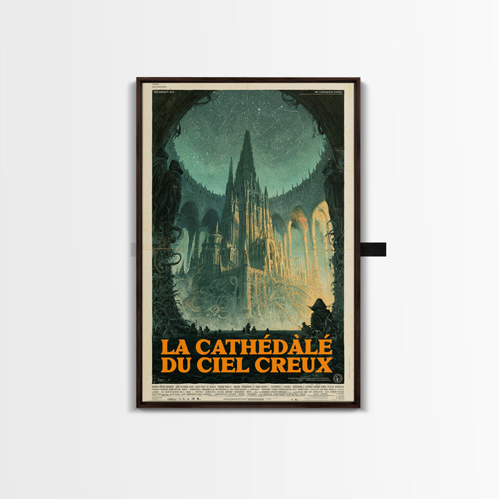 The Cathedral Of The Hollow Sky, French Language Horror Movie Poster, 1960s Horror Art, Gothic Cinema Wall Art, Framed Canvas Print