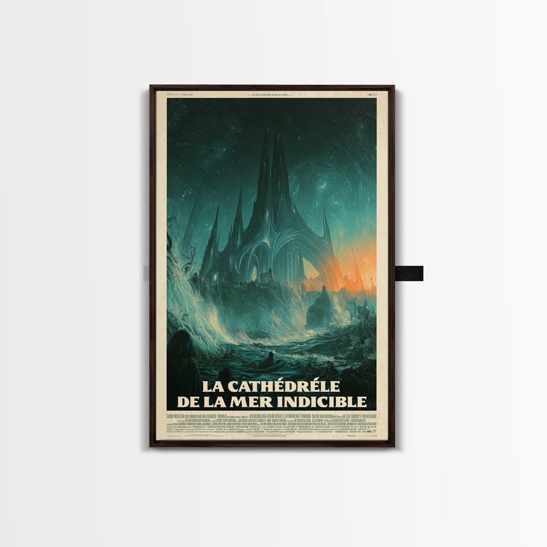 The Cathedral Of The Eldritch Sea, French Language Horror Movie Poster, 1960s Horror Art, Gothic Cinema Wall Art, Framed Canvas Print