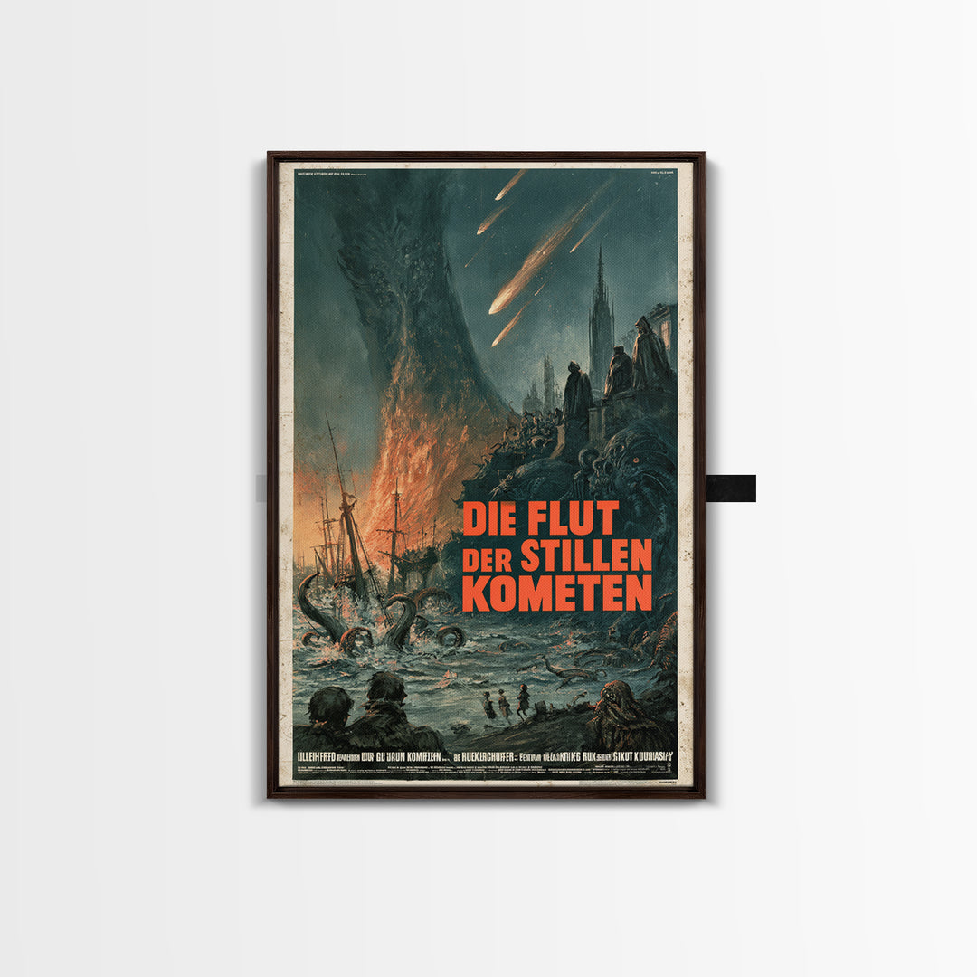 The Tide Of Silent Comets, German Language Horror Movie Poster, 1960s Horror Art, Lovecraftian Horror Poster, Framed Canvas Print