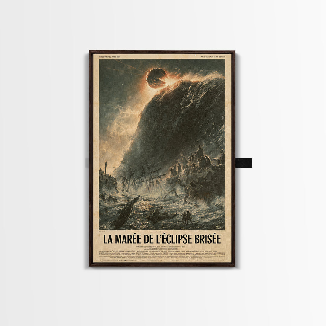 The Tide Of The Shattered Eclipse, French Language Horror Movie Poster, 1960s Horror Art, Cult Horror Poster, Framed Canvas Print
