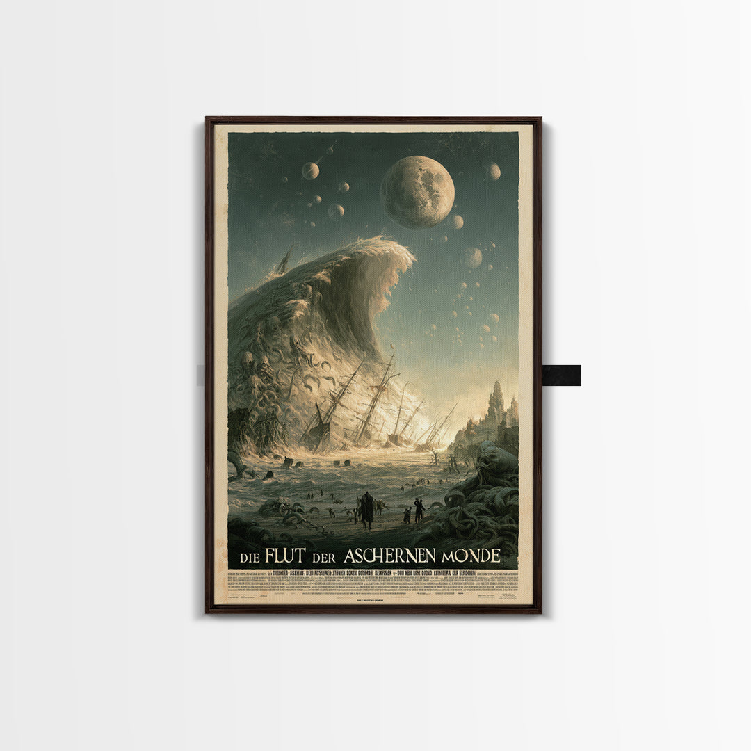 The Tide Of Ashen Moons, German Language Horror Movie Poster, 1960s Horror Art, Lovecraftian Horror Poster, Framed Canvas Print