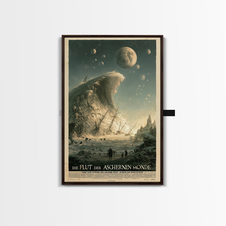 The Tide Of Ashen Moons, German Language Horror Movie Poster, 1960s Horror Art, Lovecraftian Horror Poster, Framed Canvas Print