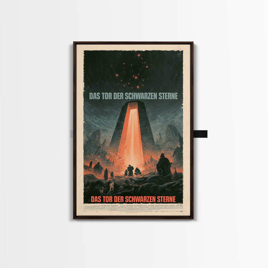 The Gate Of Black Stars, German Language Horror Movie Poster, 1960s Horror Art, Gothic Cinema Wall Art, Framed Canvas Print