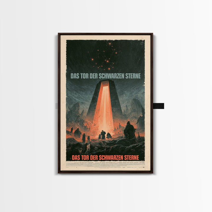 The Gate Of Black Stars, German Language Horror Movie Poster, 1960s Horror Art, Gothic Cinema Wall Art, Framed Canvas Print