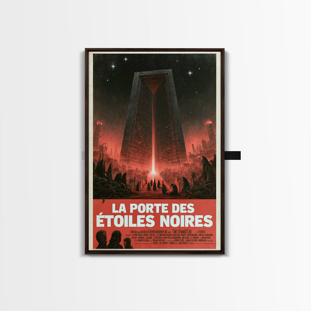 The Gate Of Black Stars, French Language Horror Movie Poster, 1960s Horror Art, Gothic Cinema Wall Art, Framed Canvas Print