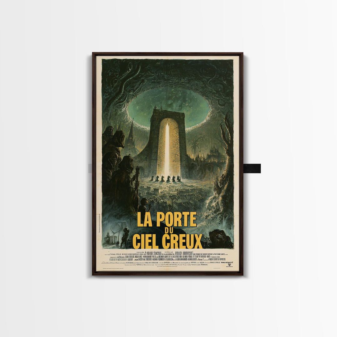 The Gate Of The Hollow Sky, French Language Horror Movie Poster, 1960s Horror Art, Eldritch Cinema Wall Art, Framed Canvas Print