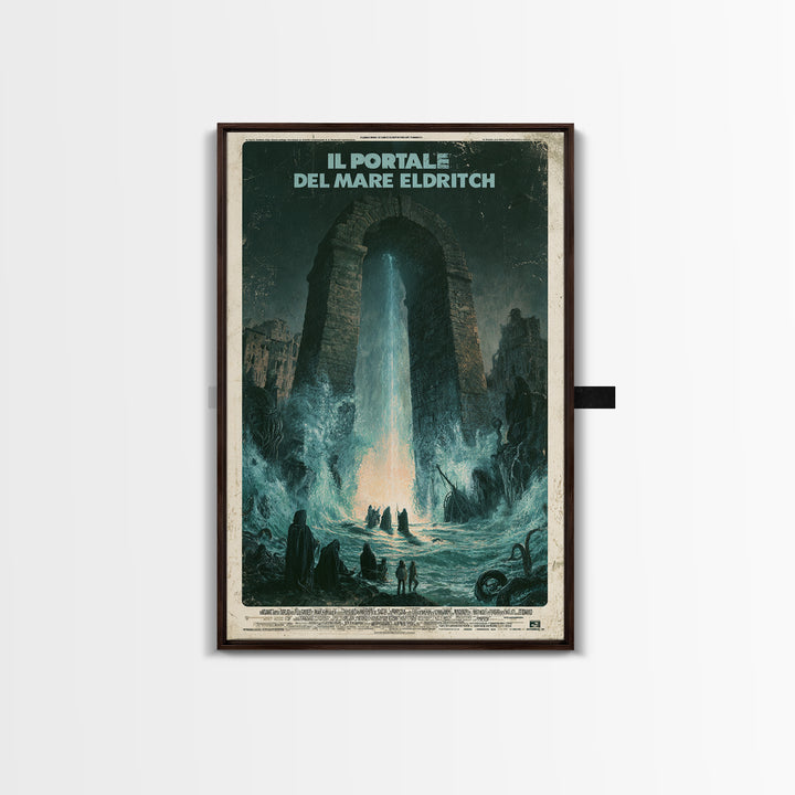 The Gate Of The Eldritch Sea, Italian Language Horror Movie Poster, 1970s Horror Art, Eldritch Cinema Wall Art, Framed Canvas Print
