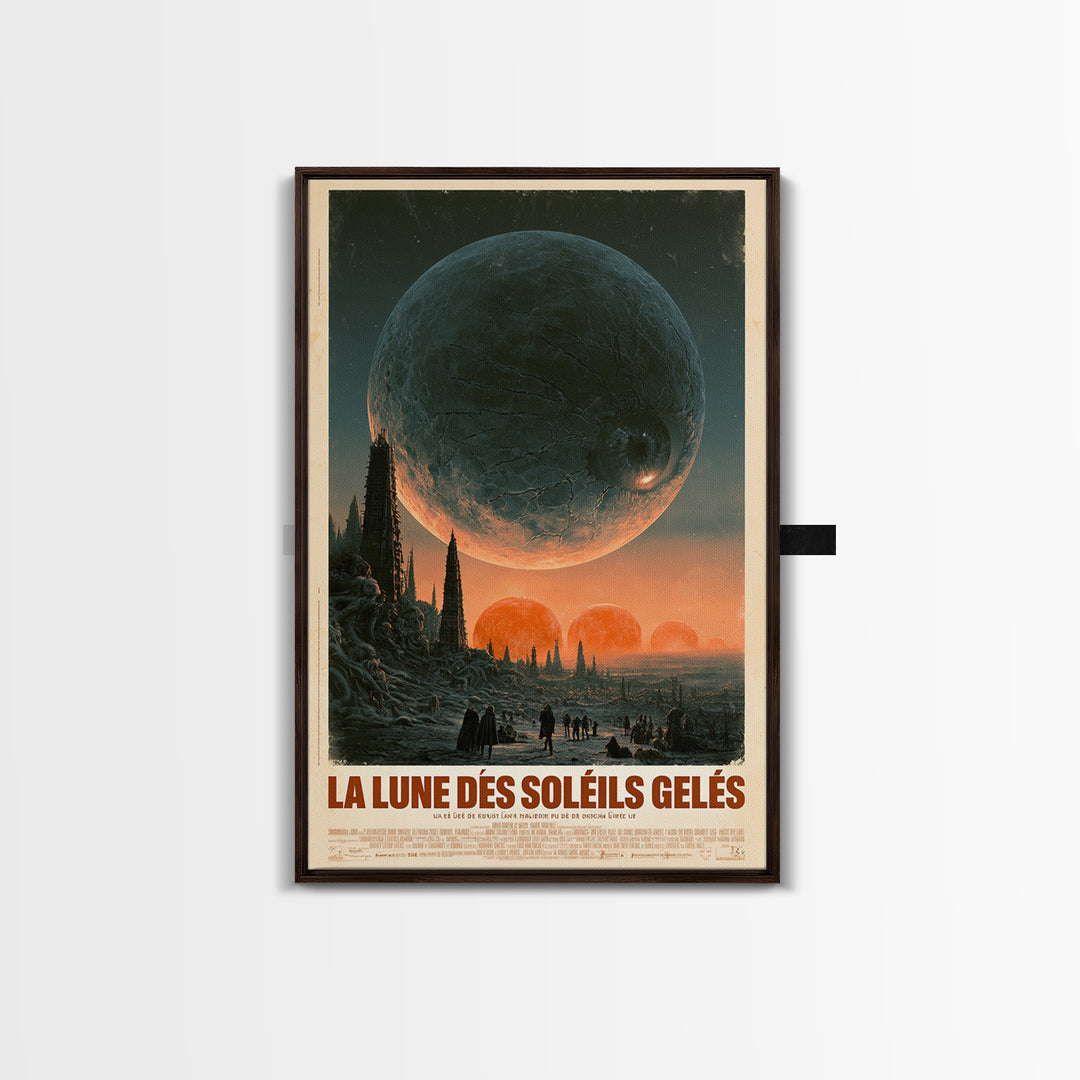 The Moon Of Frozen Suns, French Language Horror Movie Poster, 1960s Horror Art, Gothic Cinema Wall Art, Framed Canvas Print, Halloween Decor