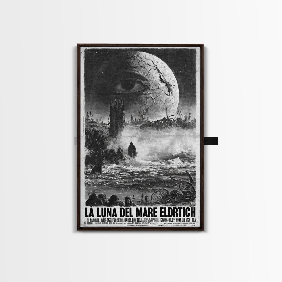 The Moon Of The Eldritch Sea, Italian Language Horror Movie Poster, 1970s Horror Art, Gothic Cinema Wall Art, Framed Canvas Print