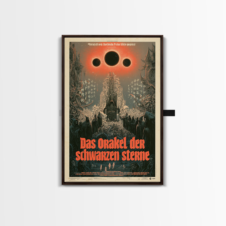 The Oracle Of Black Stars, German Language Horror Movie Poster, 1960s Horror Art, Gothic Cinema Wall Art, Framed Canvas Print
