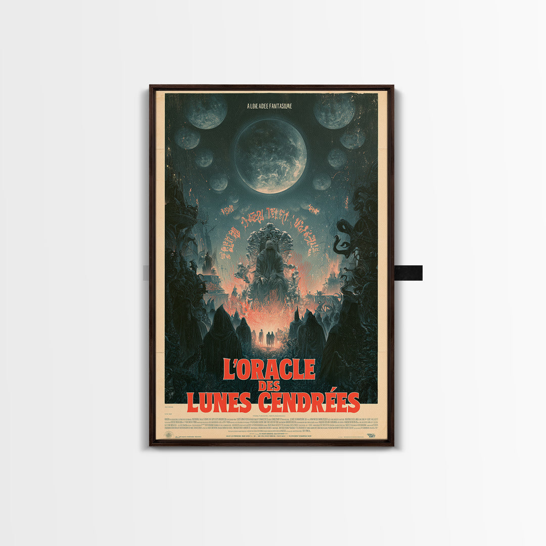 The Oracle Of Ashen Moons, French Language Horror Movie Poster, 1960s Horror Art, Gothic Cinema Wall Art, Framed Canvas Print