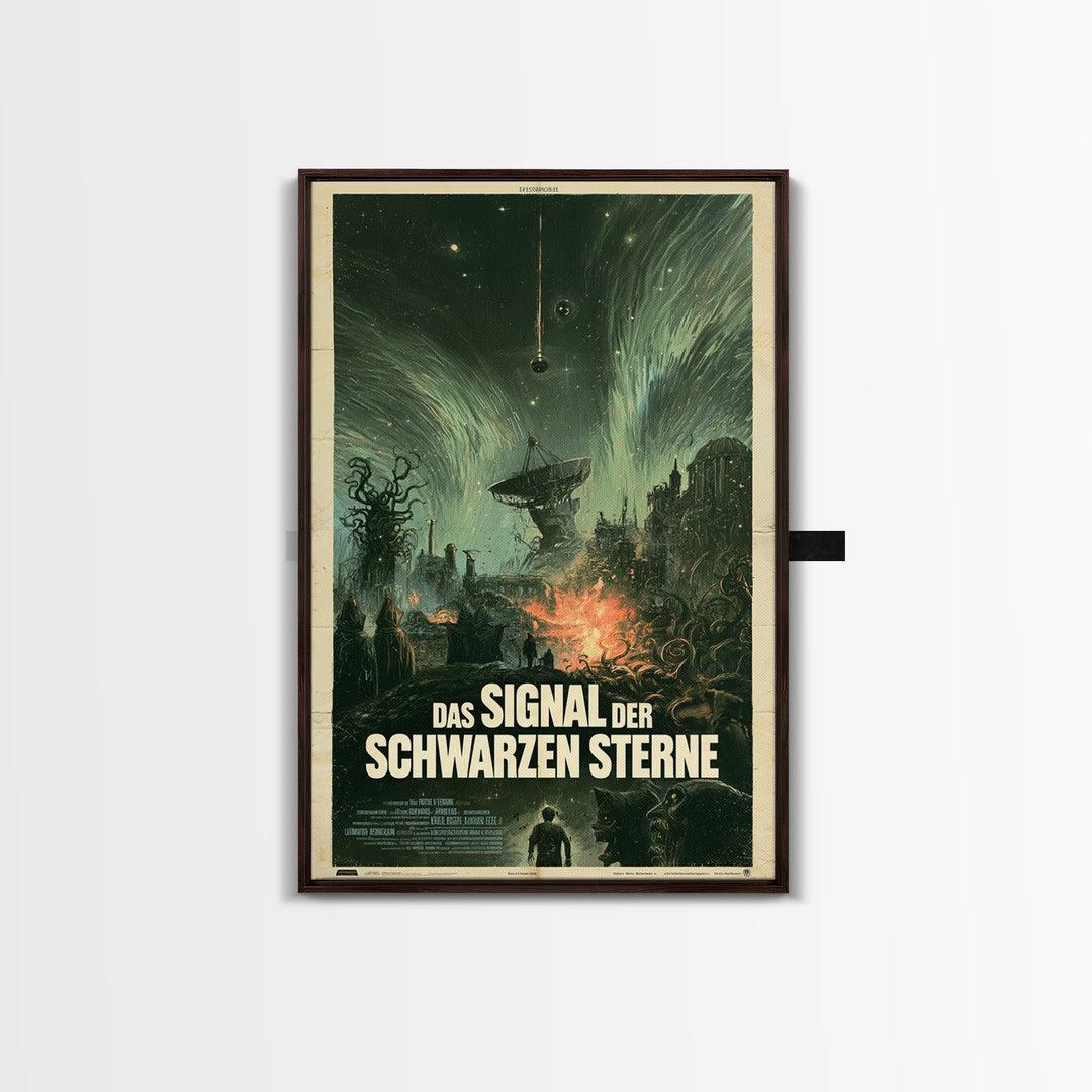 The Signal Of Black Stars, German Language Horror Movie Poster, 1960s Horror Art, Eldritch Cinema Wall Art, Framed Canvas Print