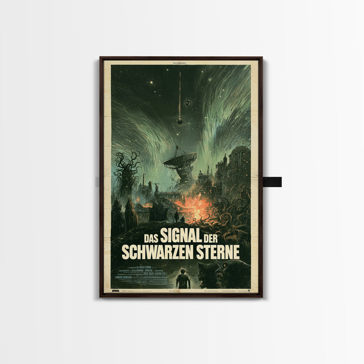 The Signal Of Black Stars, German Language Horror Movie Poster, 1960s Horror Art, Eldritch Cinema Wall Art, Framed Canvas Print