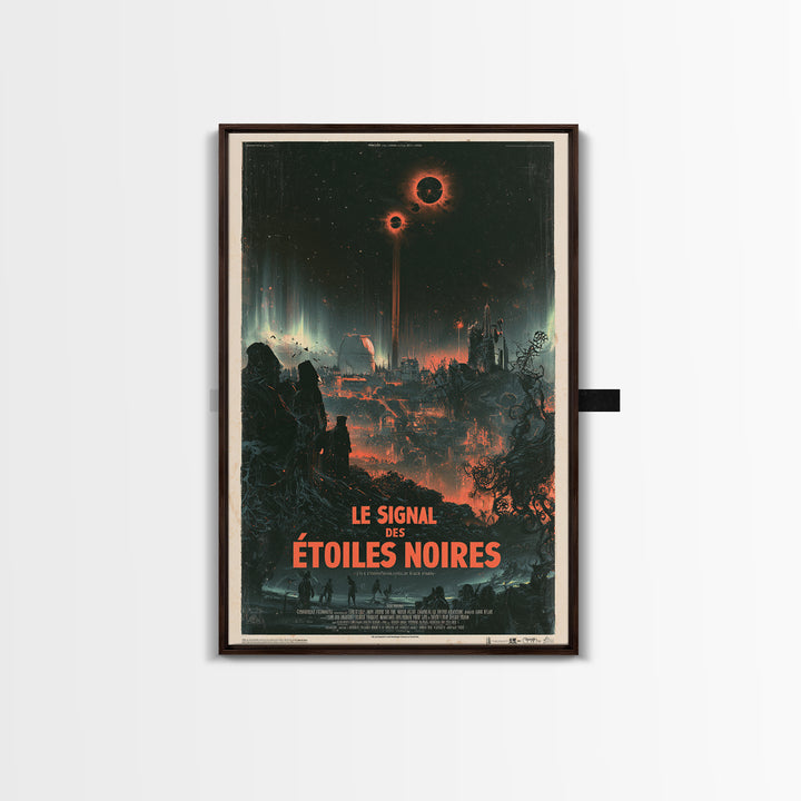The Signal Of Black Stars, French Language Horror Movie Poster, 1960s Horror Art, Eldritch Cinema Wall Art, Framed Canvas Print