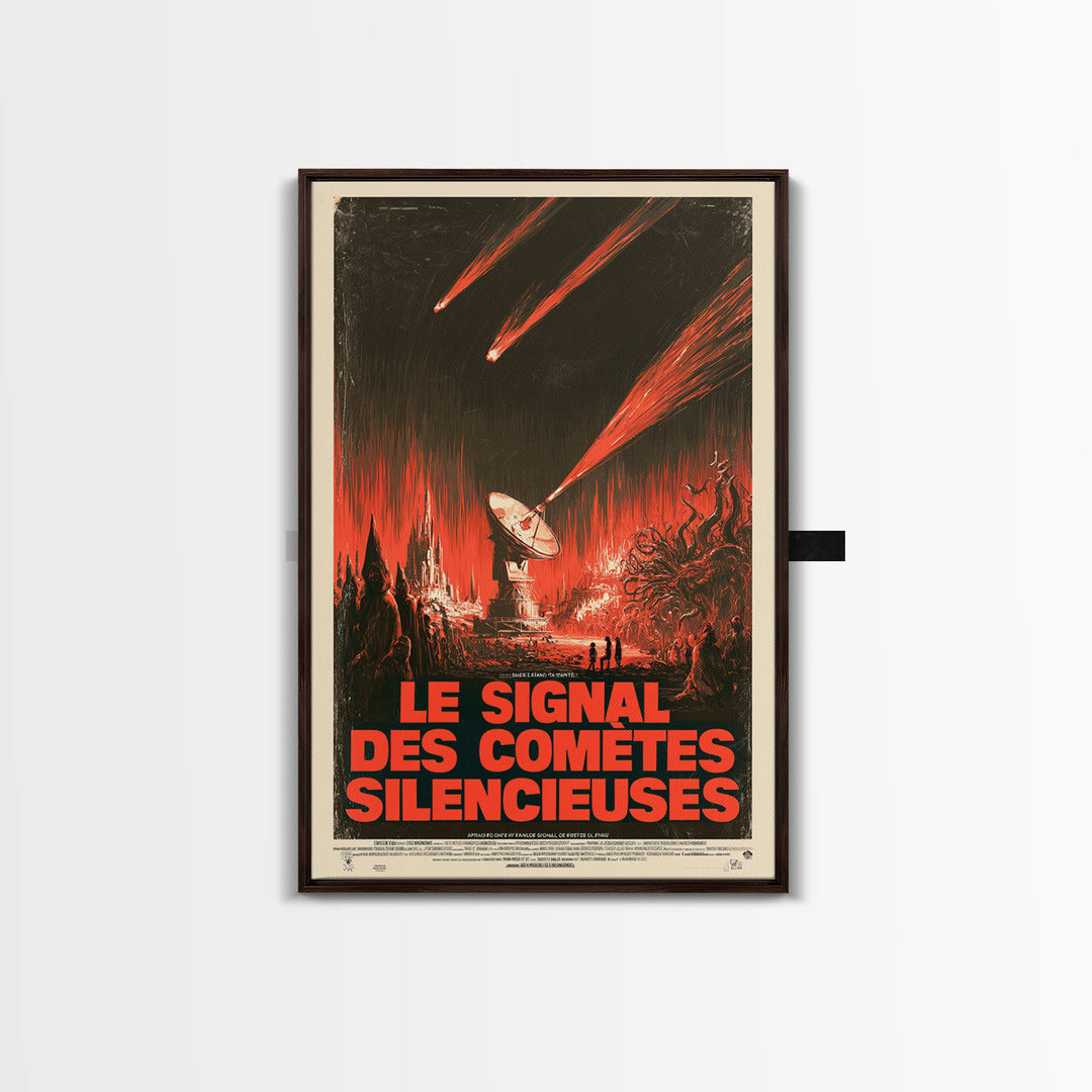 The Signal Of Silent Comets, French Language Horror Movie Poster, 1960s Horror Art, Lovecraftian Horror Poster, Framed Canvas Print