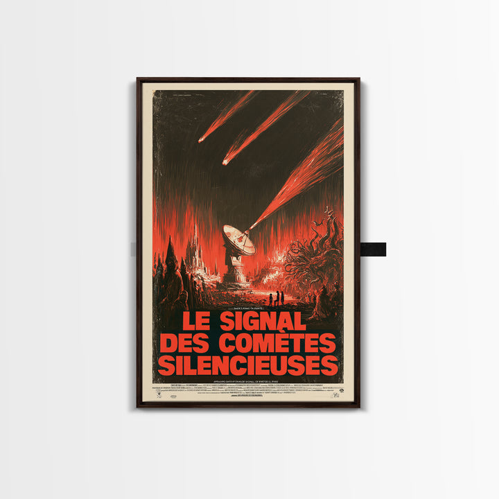 The Signal Of Silent Comets, French Language Horror Movie Poster, 1960s Horror Art, Lovecraftian Horror Poster, Framed Canvas Print
