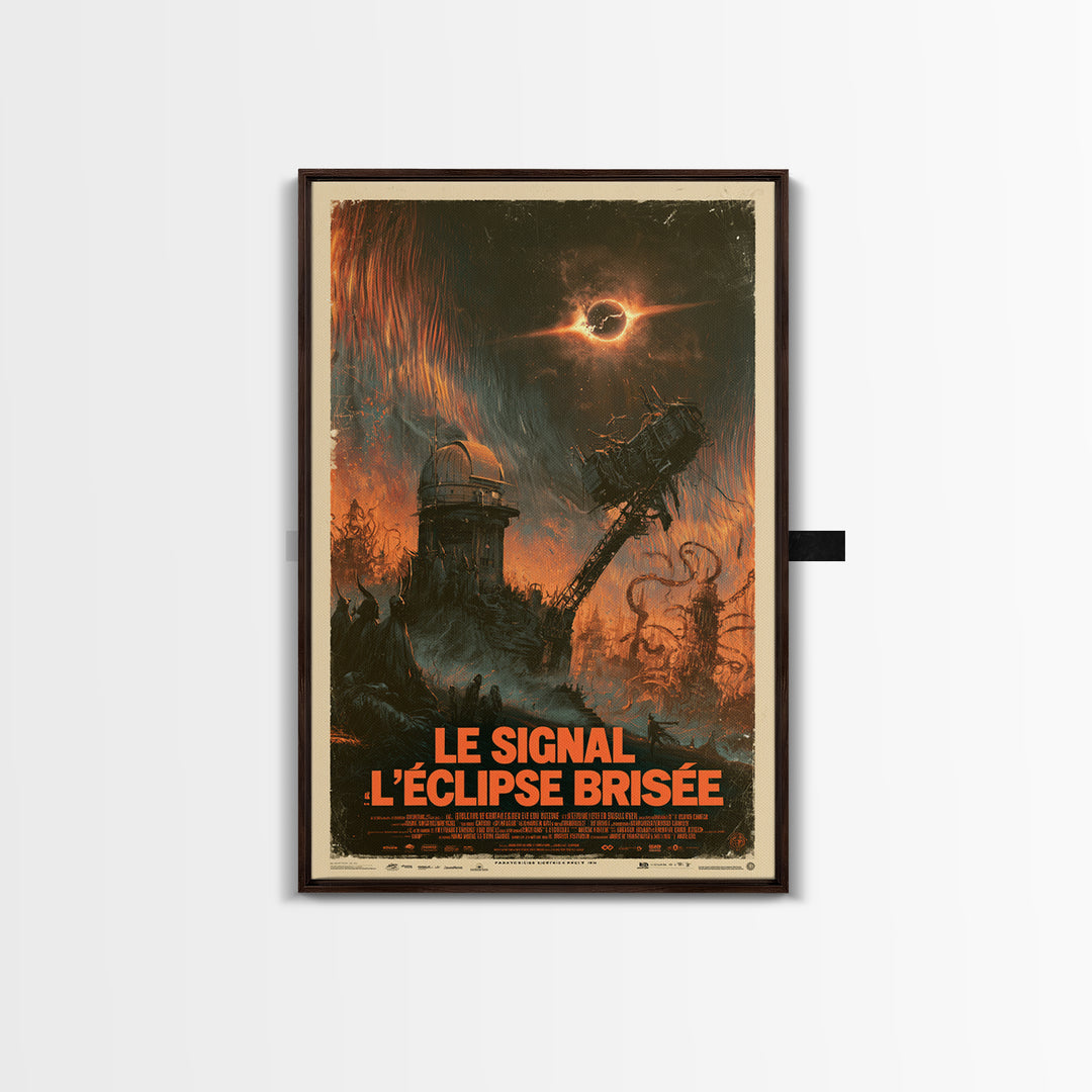 The Signal Of The Shattered Eclipse, French Language Horror Movie Poster, 1960s Horror Art, Eldritch Cinema Wall Art, Framed Canvas Print