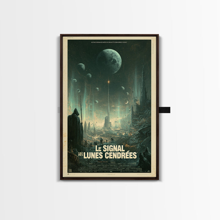 The Signal Of Ashen Moons, French Language Horror Movie Poster, 1960s Horror Art, Eldritch Cinema Wall Art, Framed Canvas Print