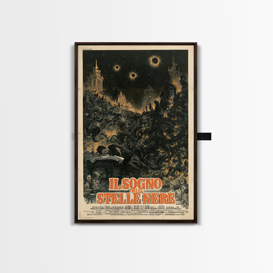 The Dream Of Black Stars, Italian Language Horror Movie Poster, 1970s Horror Art, Eldritch Cinema Wall Art, Framed Canvas Print