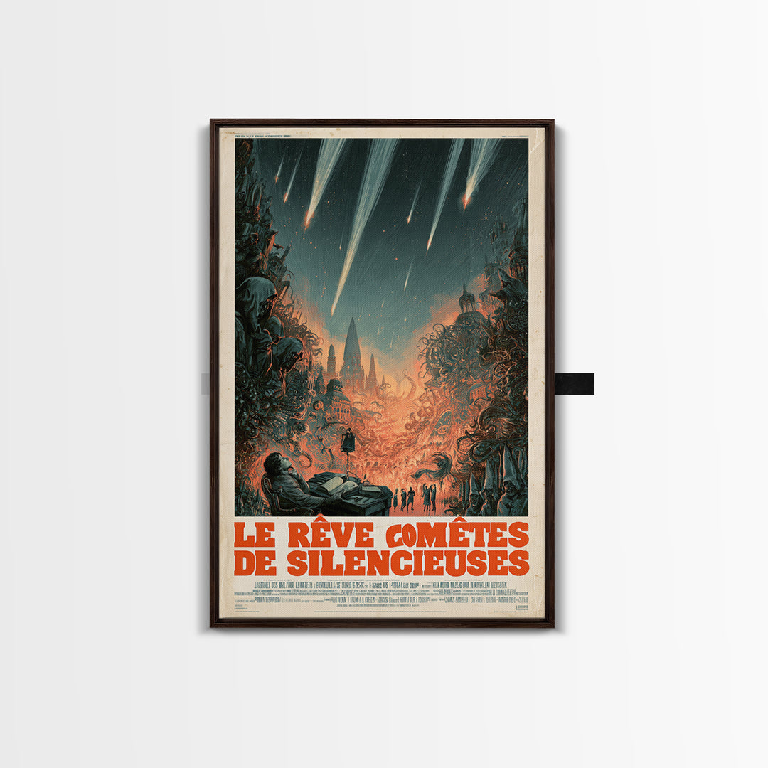 The Dream Of Silent Comets, French Language Horror Movie Poster, 1960s Horror Art, Eldritch Cinema Wall Art, Framed Canvas Print