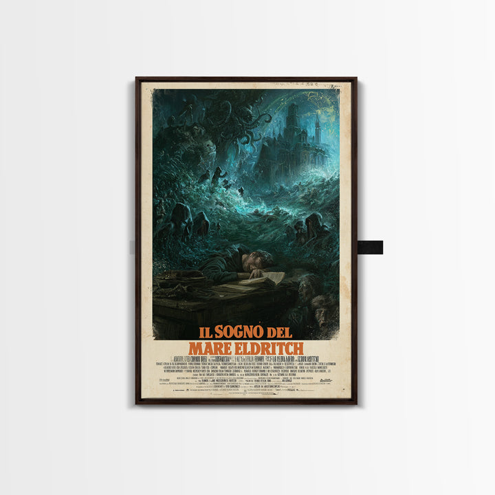 The Dream Of The Eldritch Sea, Italian Language Horror Movie Poster, 1970s Horror Art, Eldritch Cinema Wall Art, Framed Canvas Print