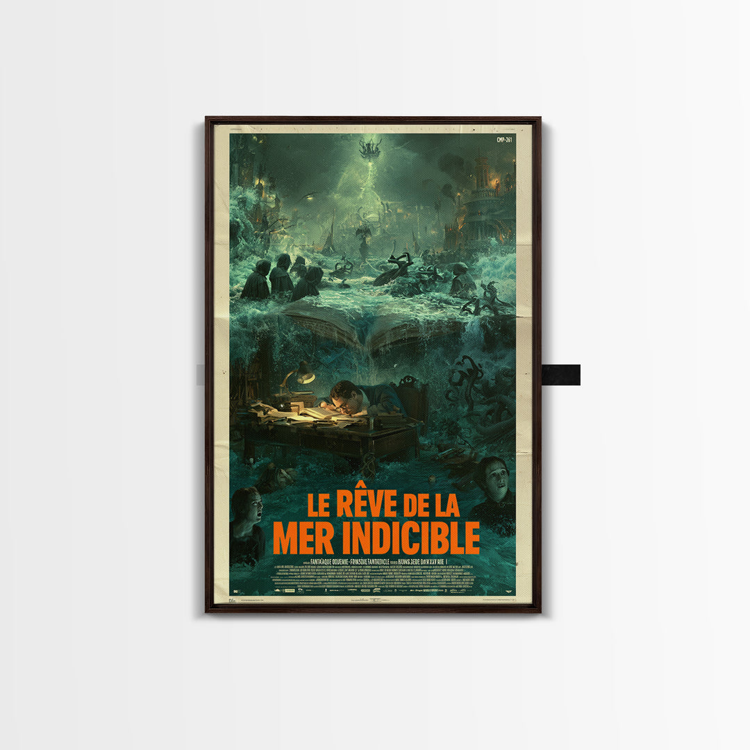 The Dream Of The Eldritch Sea, French Language Horror Movie Poster, 1960s Horror Art, Lovecraftian Horror Poster, Framed Canvas Print