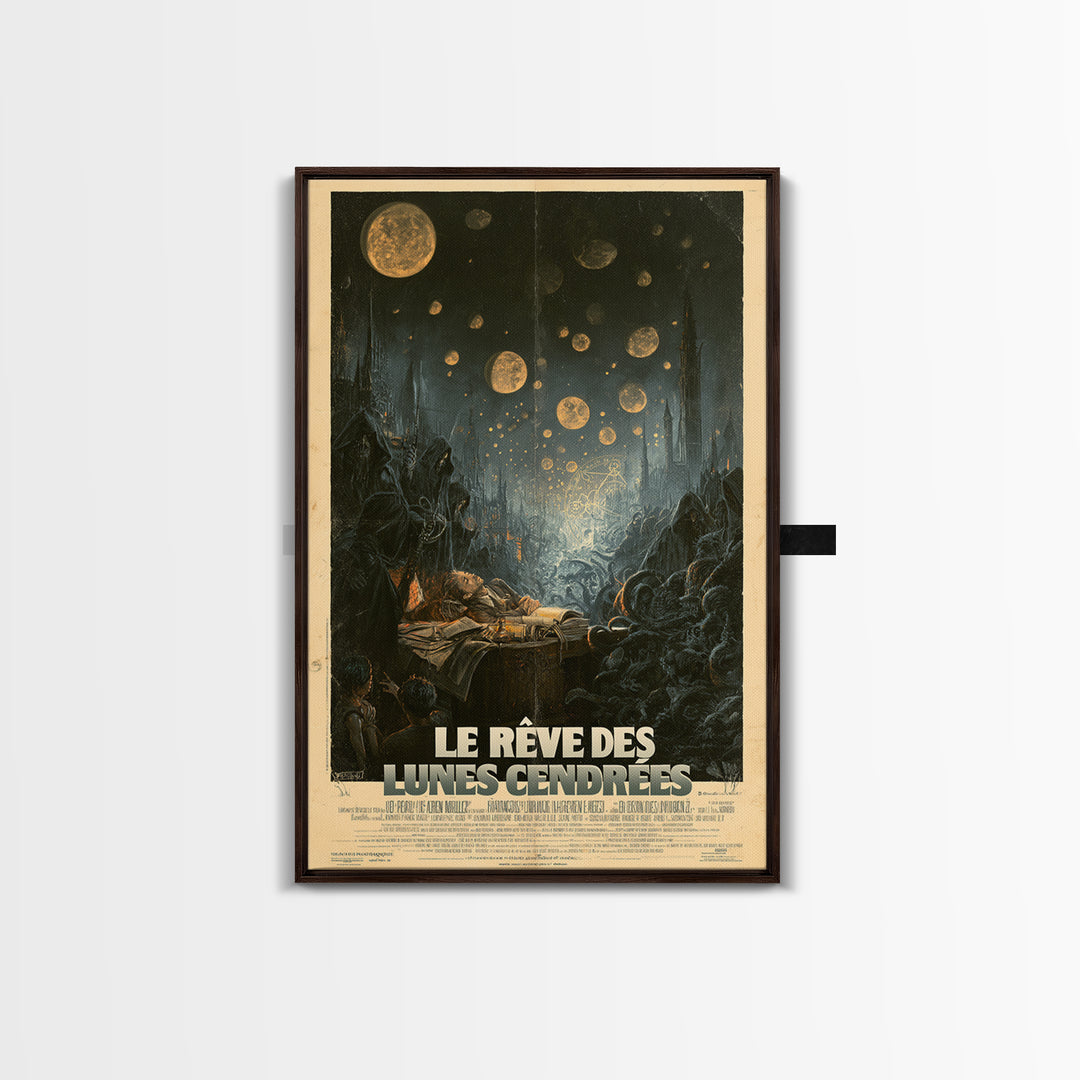 The Dream Of Ashen Moons, French Language Horror Movie Poster, 1960s Horror Art, Eldritch Cinema Wall Art, Framed Canvas Print