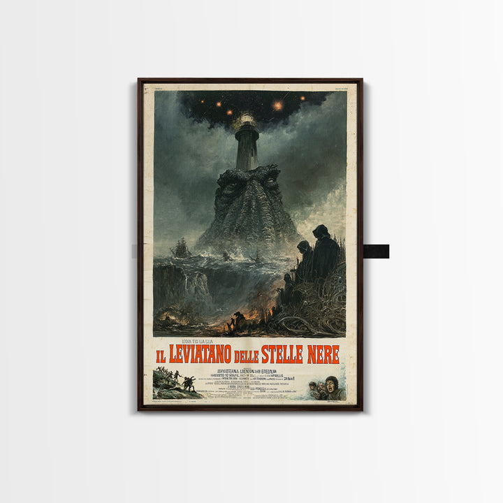 The Leviathan Of Black Stars, Italian Language Horror Movie Poster, 1970s Horror Art, Eldritch Cinema Wall Art, Framed Canvas Print