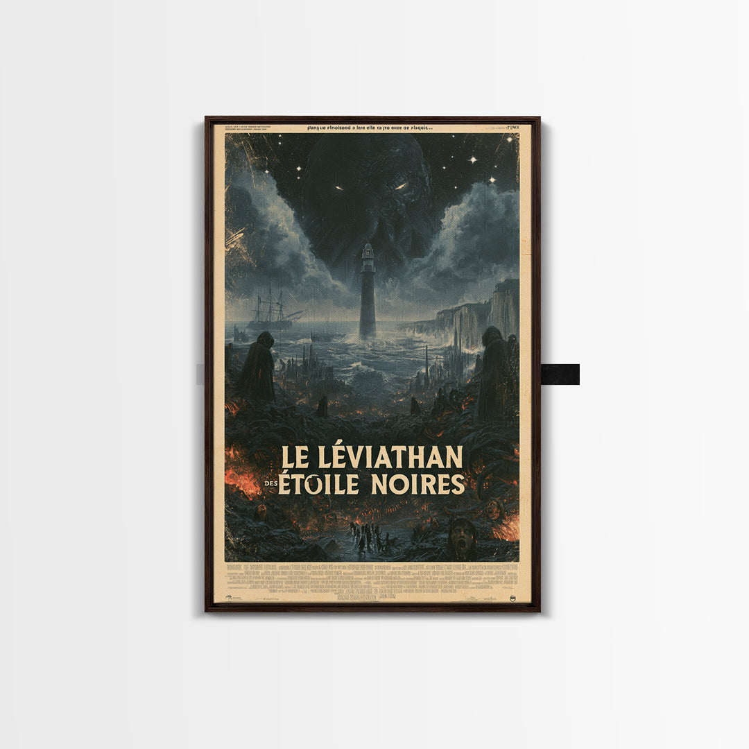 The Leviathan Of Black Stars, French Language Horror Movie Poster, 1960s Horror Art, Cult Horror Poster, Framed Canvas Print