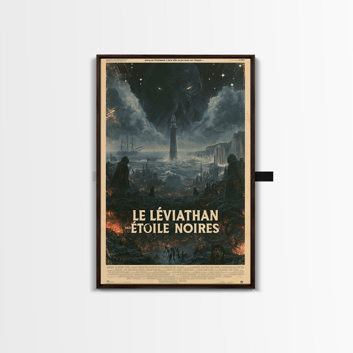 The Leviathan Of Black Stars, French Language Horror Movie Poster, 1960s Horror Art, Cult Horror Poster, Framed Canvas Print